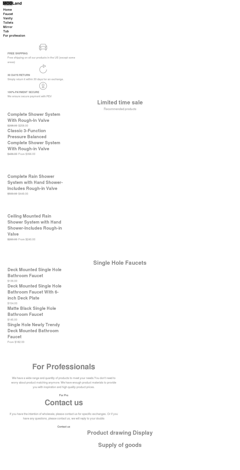 mod-land.com shopify website screenshot