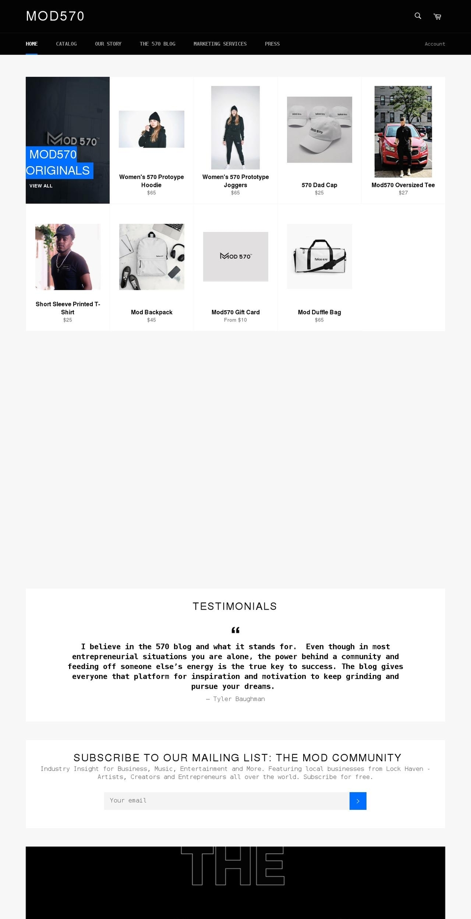 mod570.com shopify website screenshot