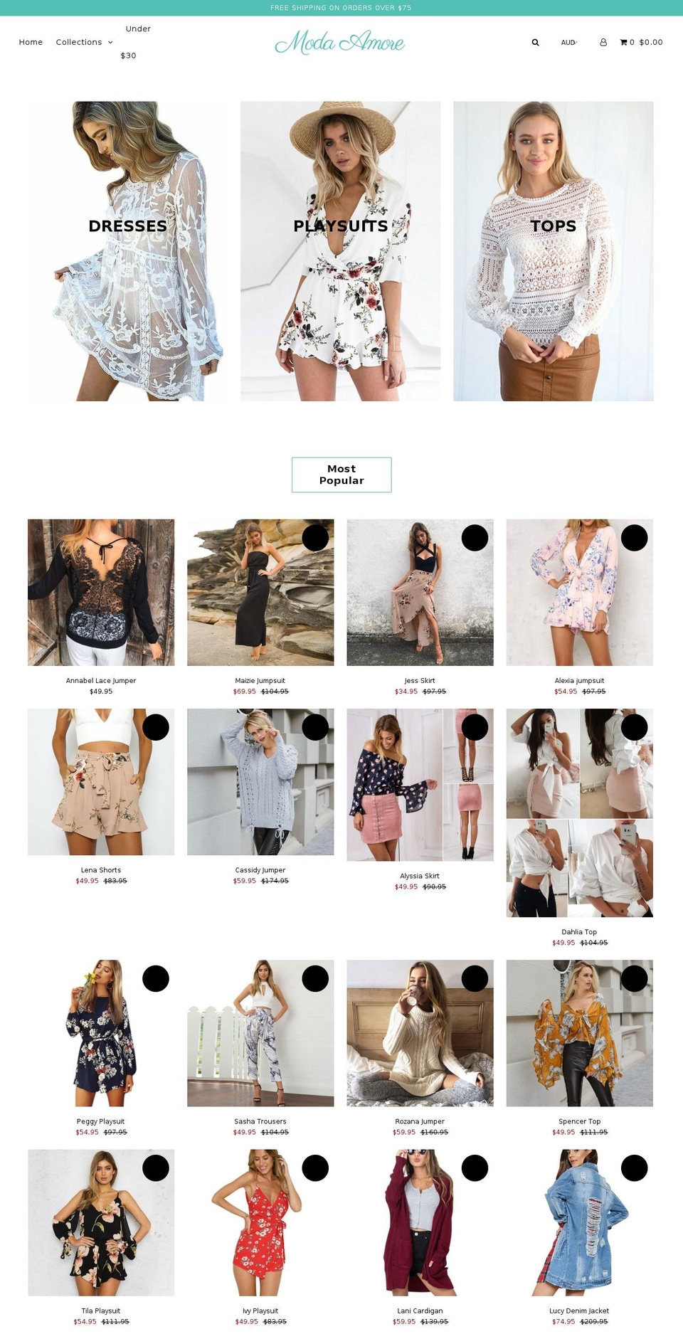 modaamore.com — Shopify storefront screenshot