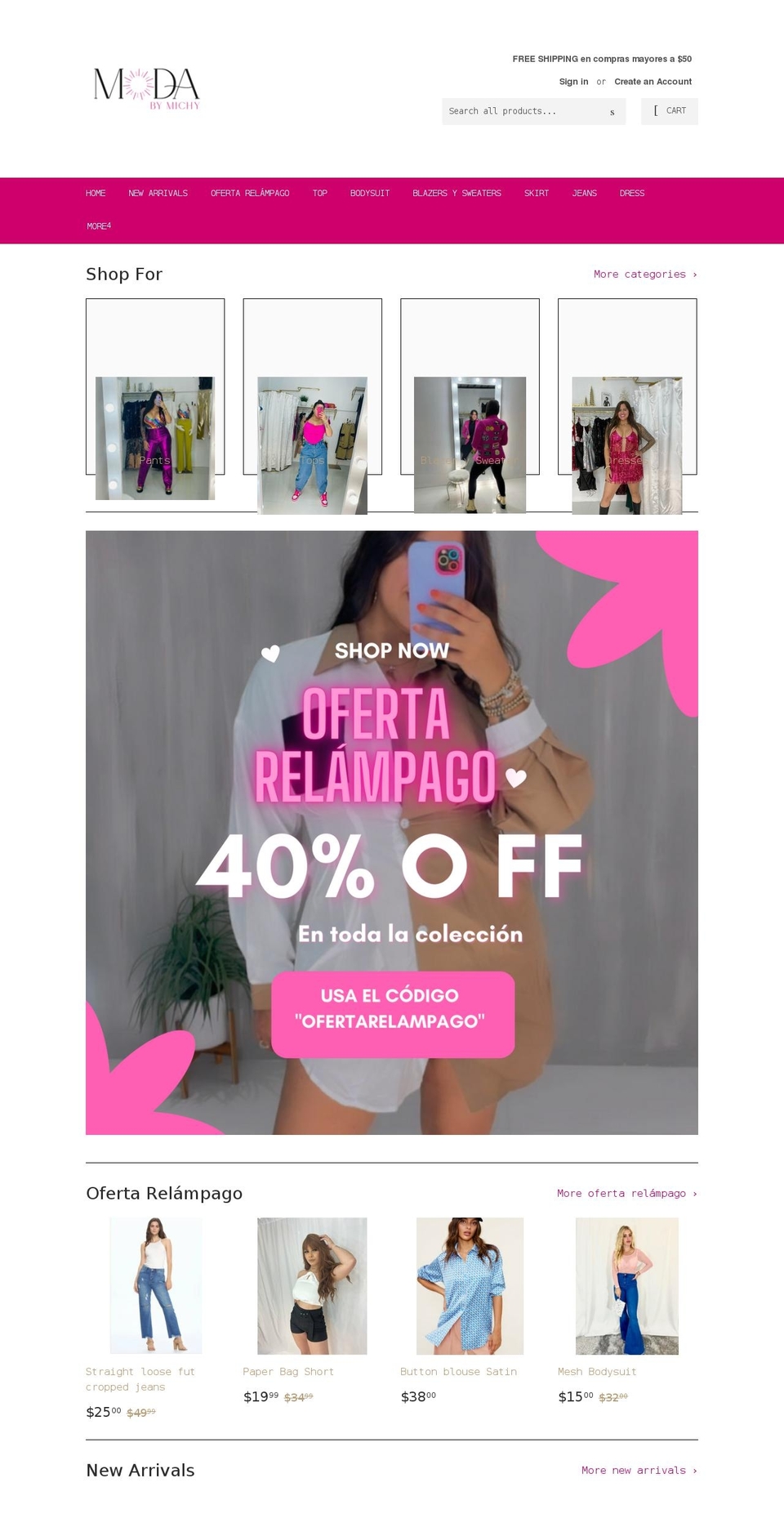 modabymichy.com shopify website screenshot