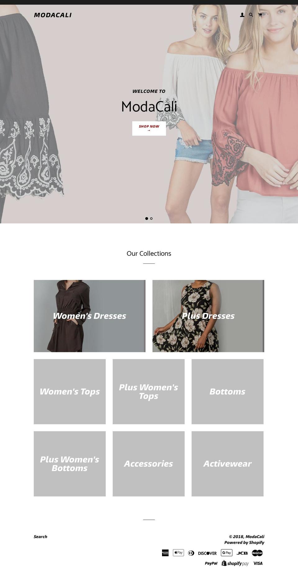 modacali.com — Shopify storefront screenshot