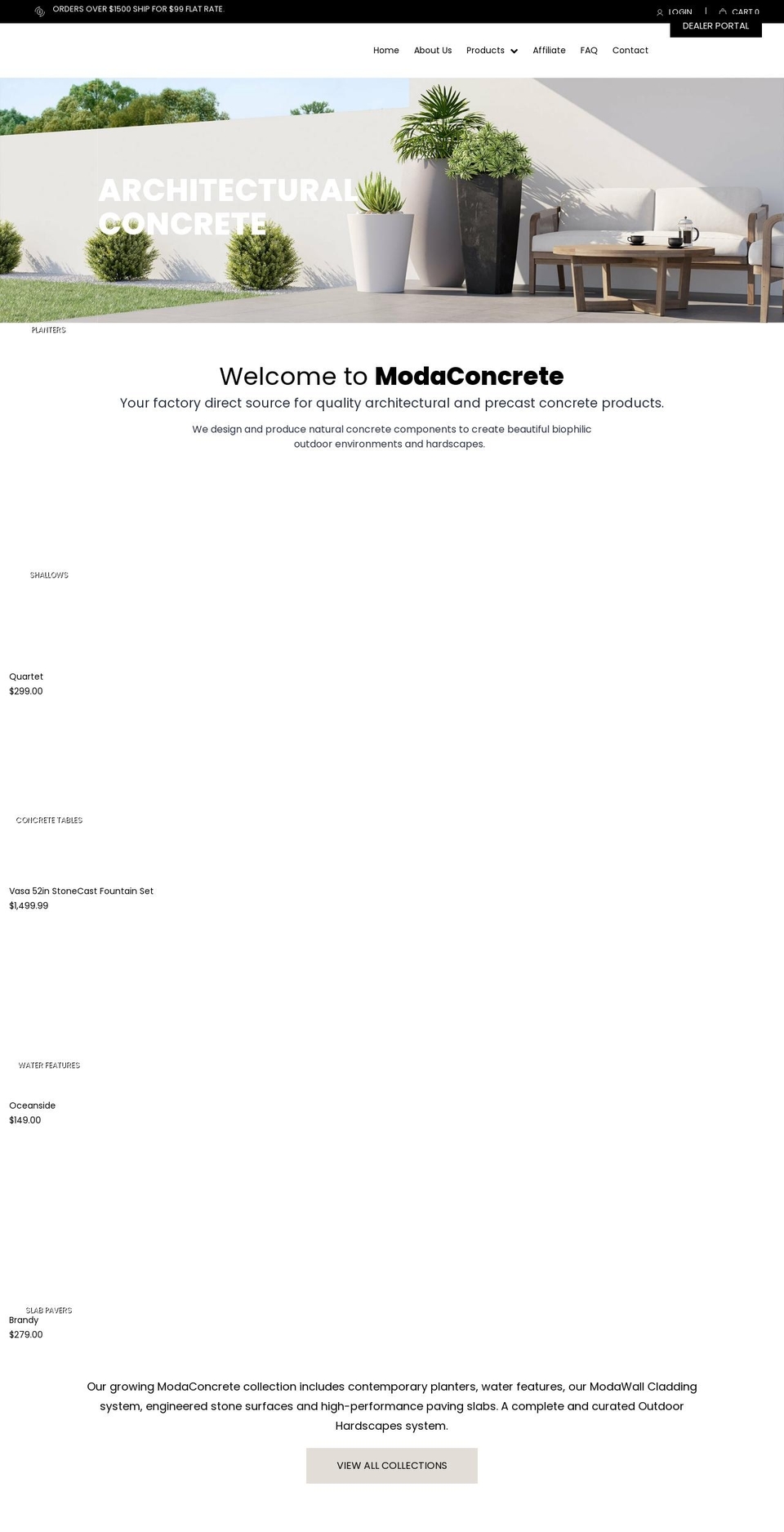modaconcrete.com shopify website screenshot