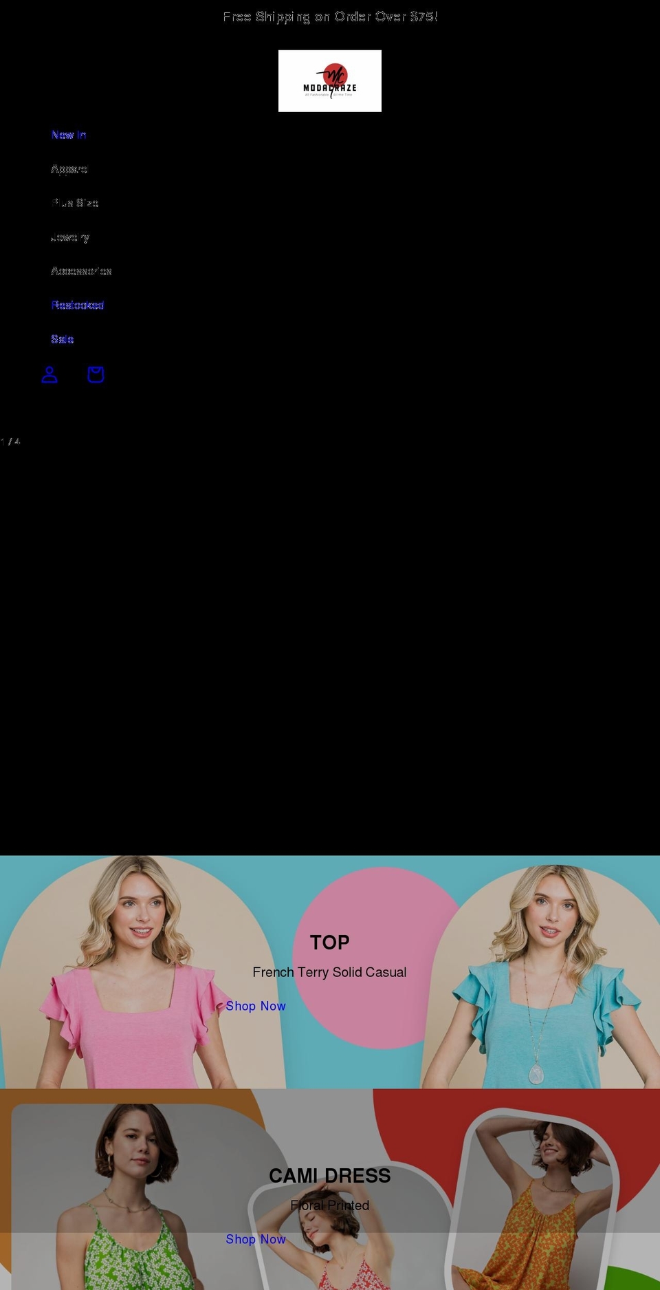 modacraze.com shopify website screenshot