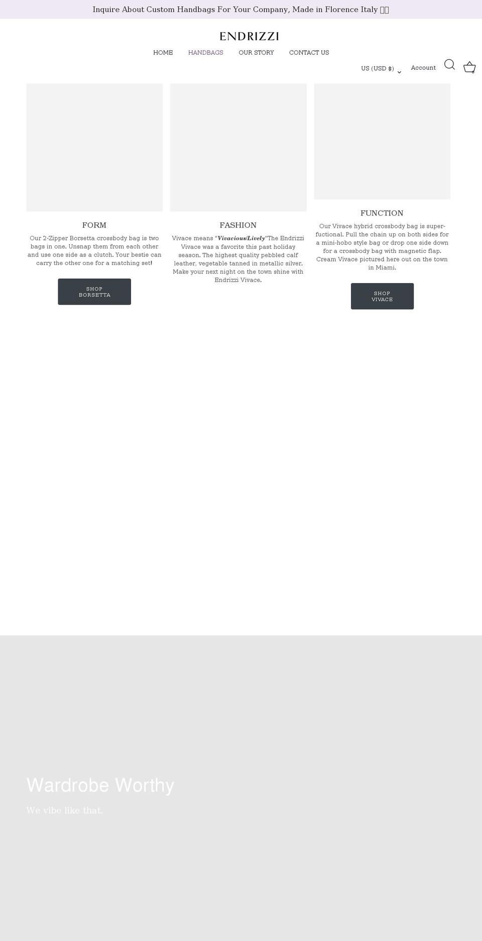 modaendrizzi.com shopify website screenshot