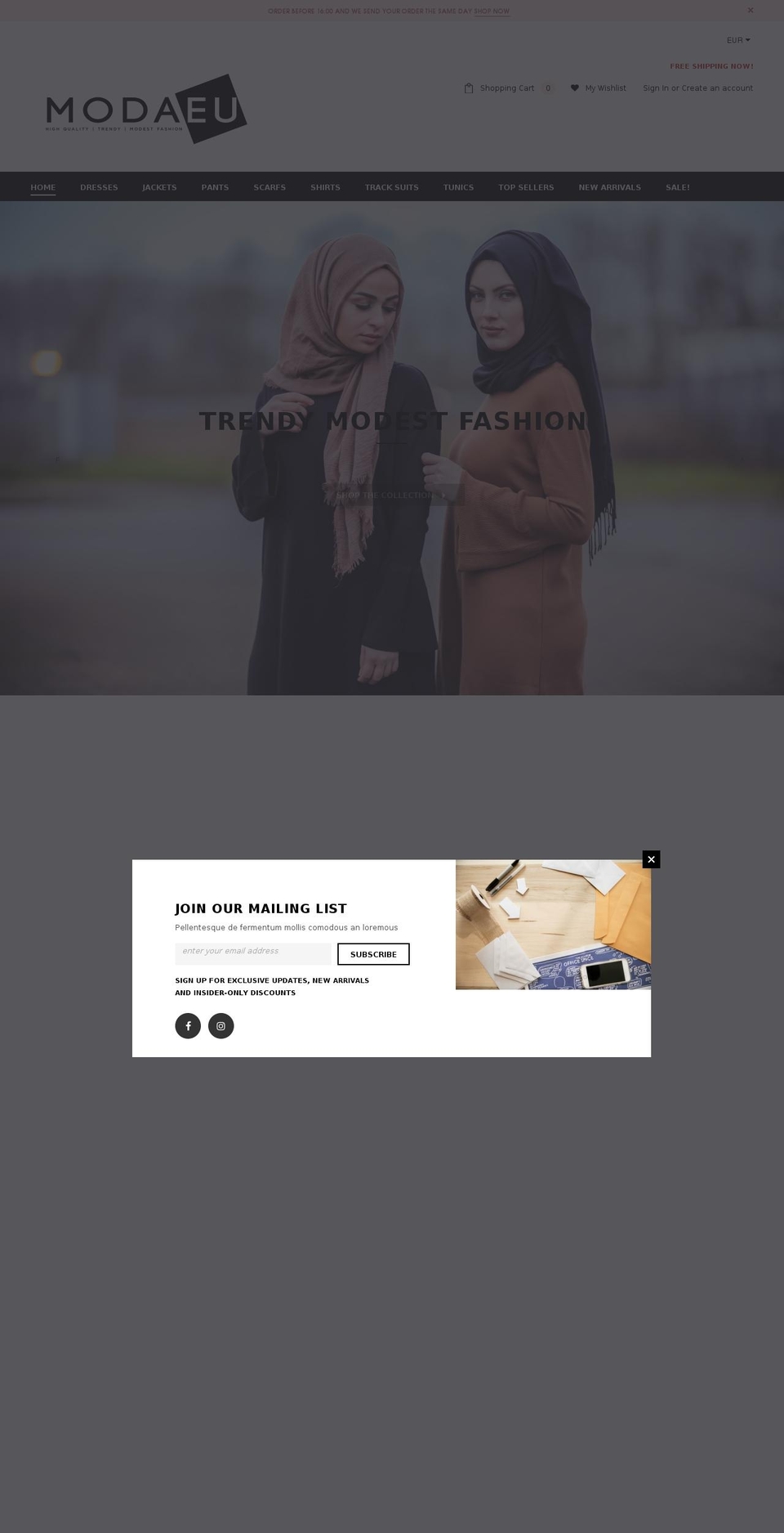 modaeu.com — Shopify storefront screenshot