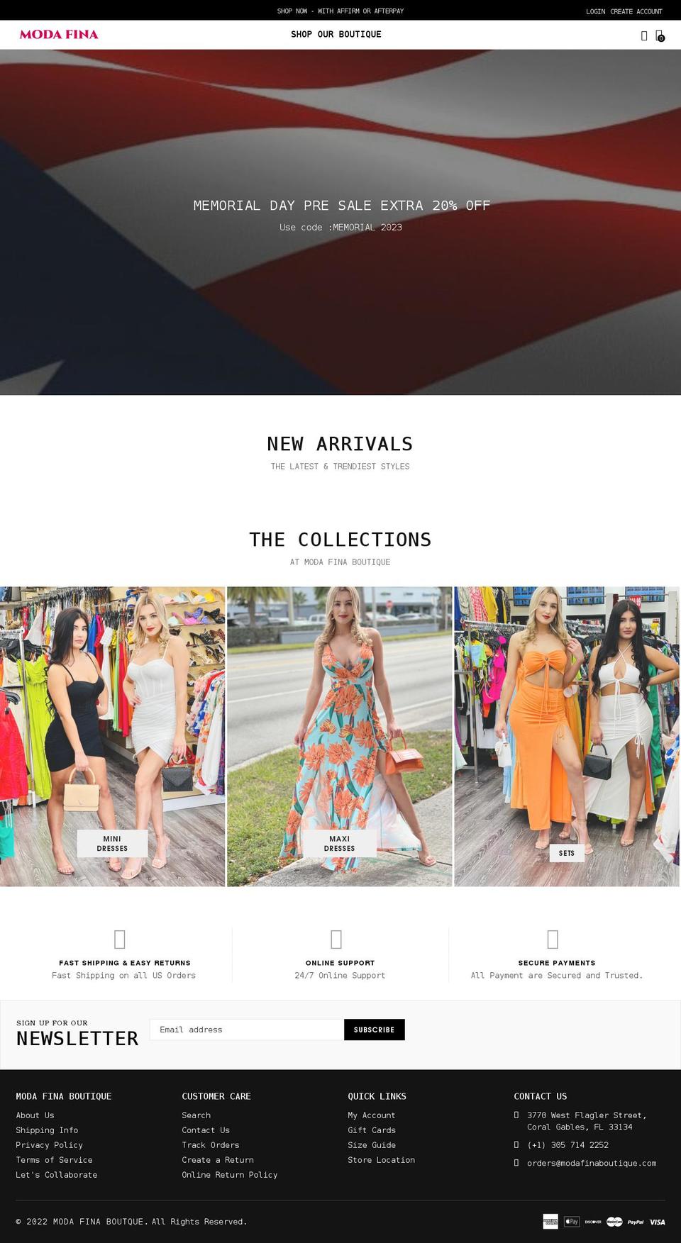 modafinaboutique.com — Shopify storefront screenshot