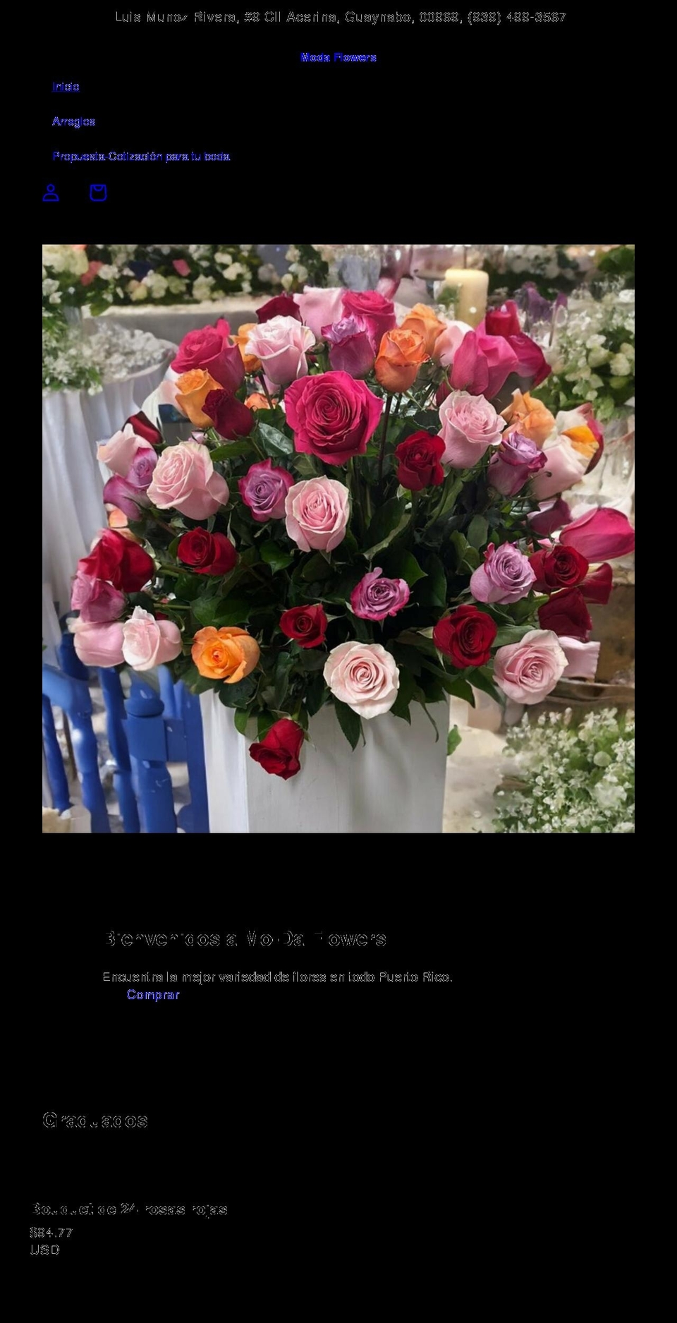 modaflowers.shop shopify website screenshot