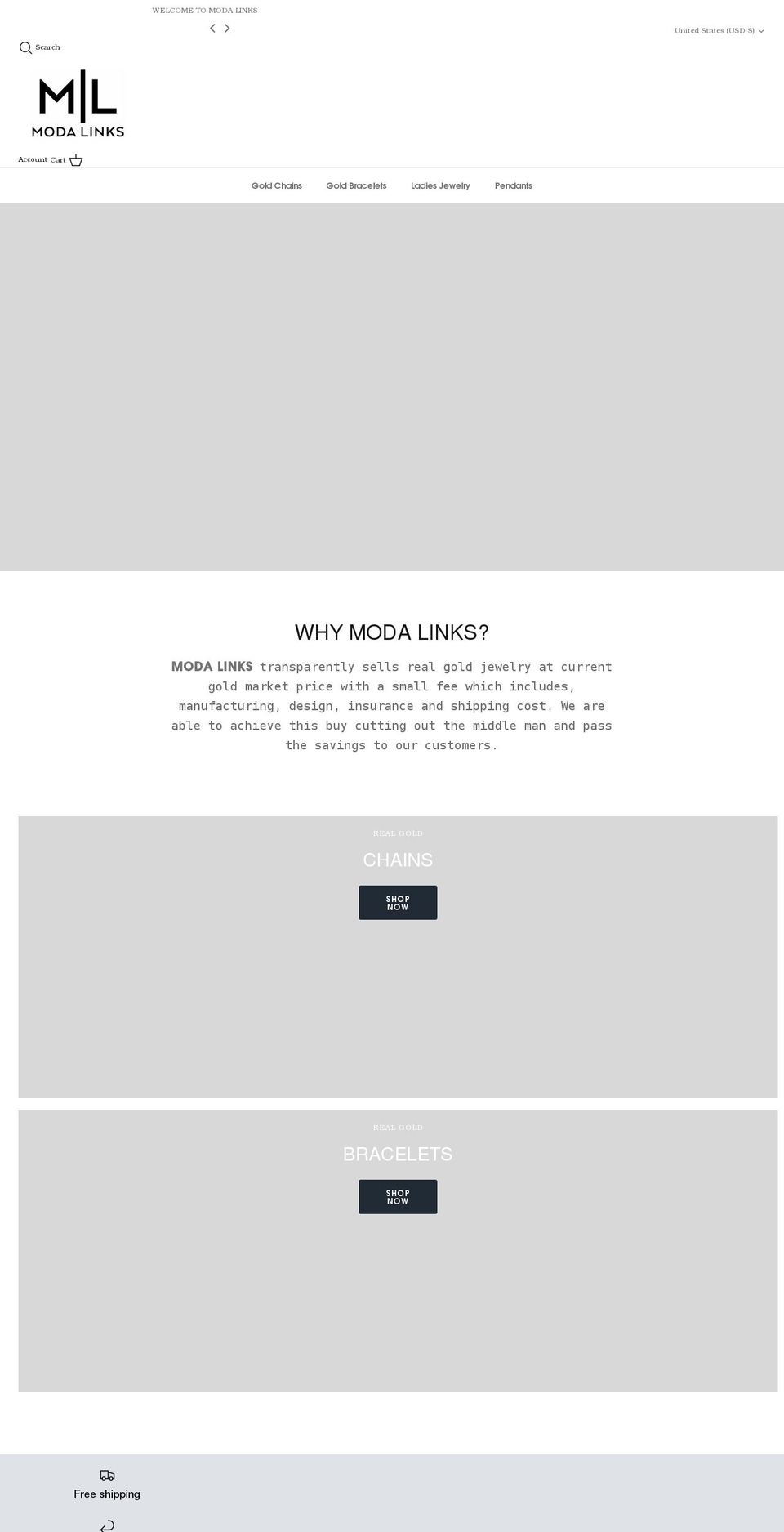 modalinks.com shopify website screenshot