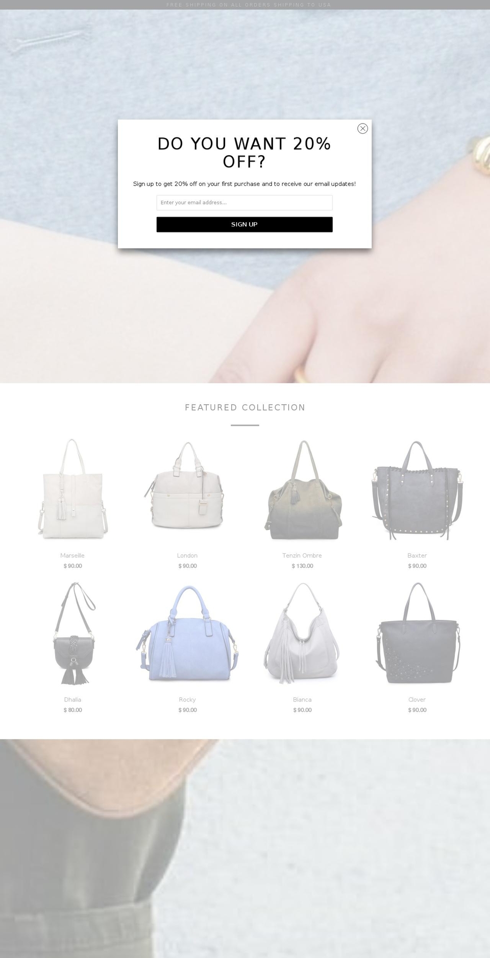 modaluxehandbags.com shopify website screenshot