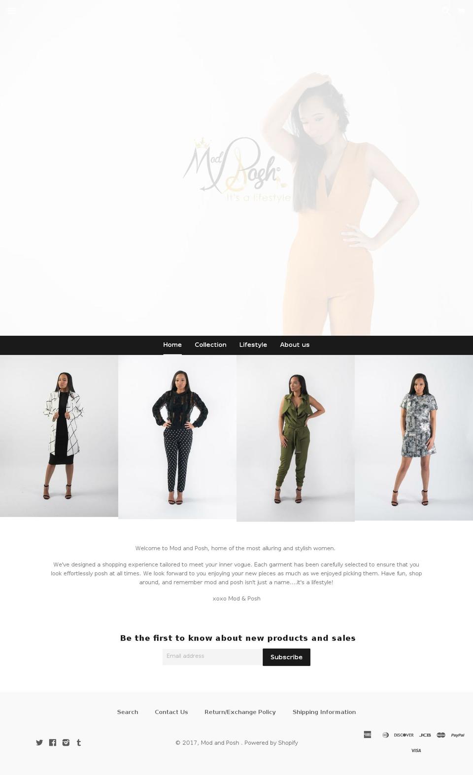 modandposh.com shopify website screenshot