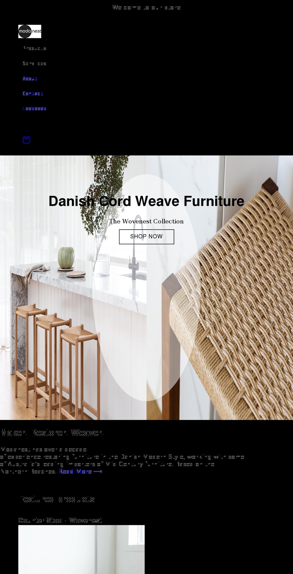 modanest.com.au shopify website screenshot