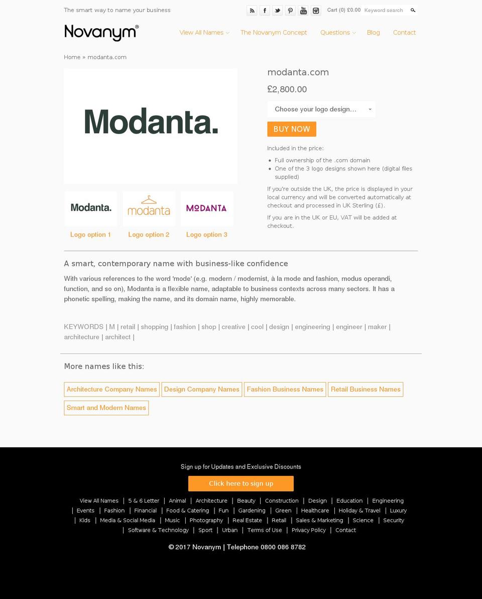 modanta.com shopify website screenshot
