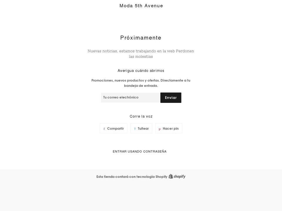 modaquintaavenida.com shopify website screenshot