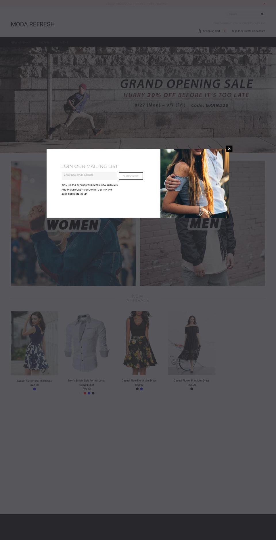 modarefresh.com shopify website screenshot