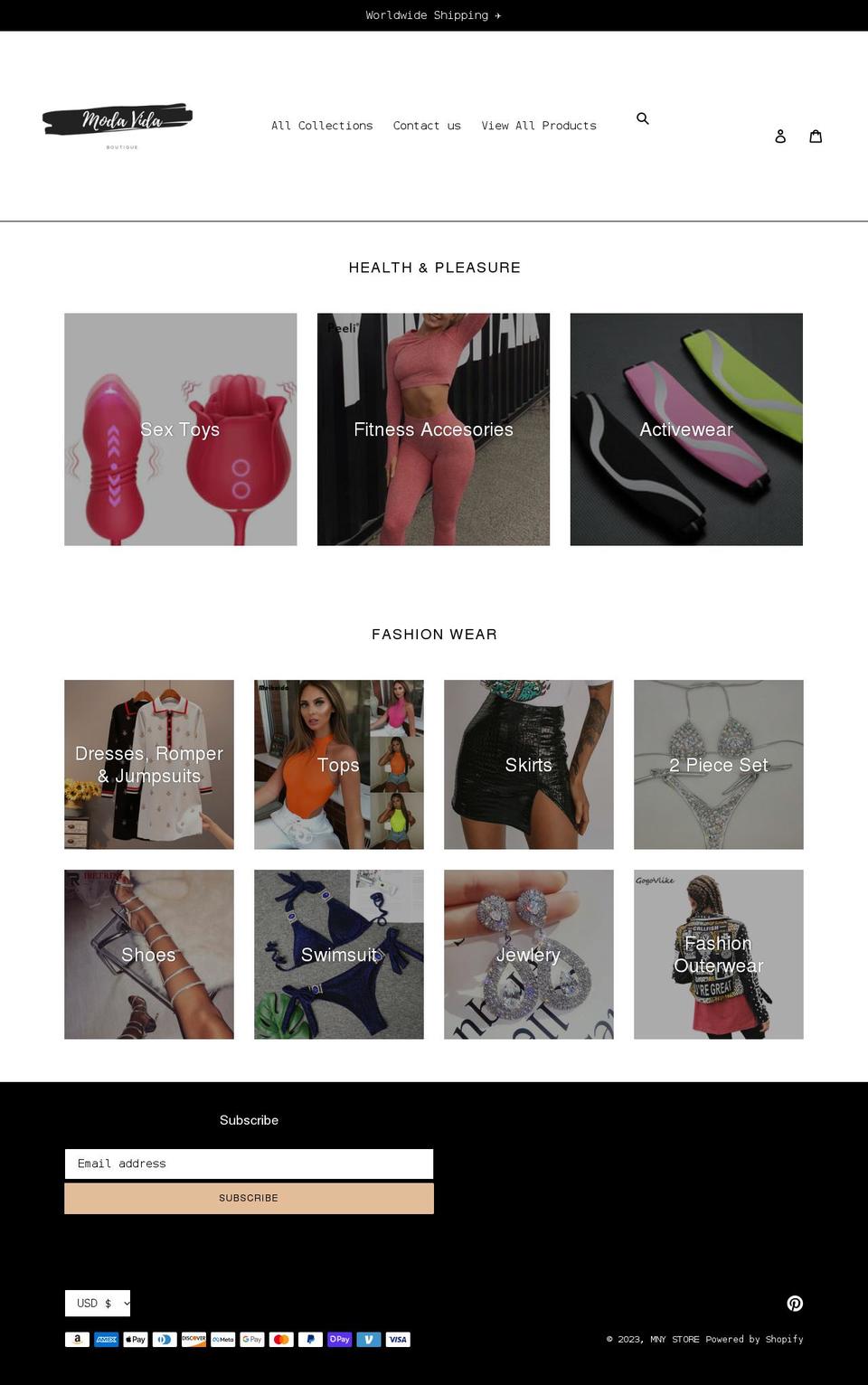modavidaboutique.com shopify website screenshot
