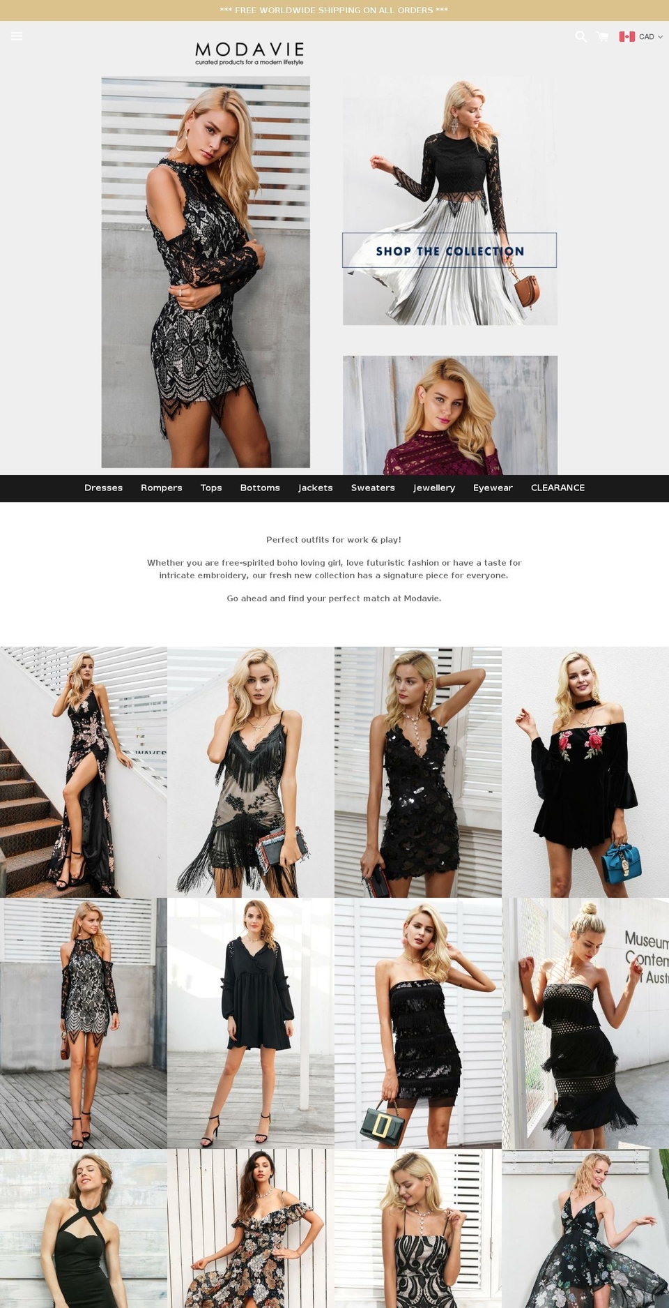 modaviestore.com — Shopify storefront screenshot