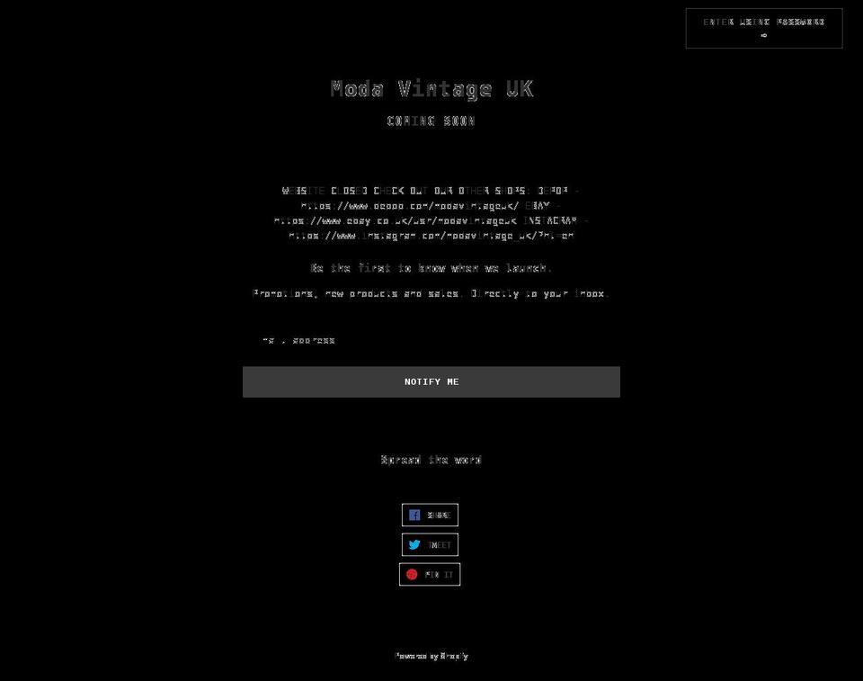 modavintage.co.uk shopify website screenshot
