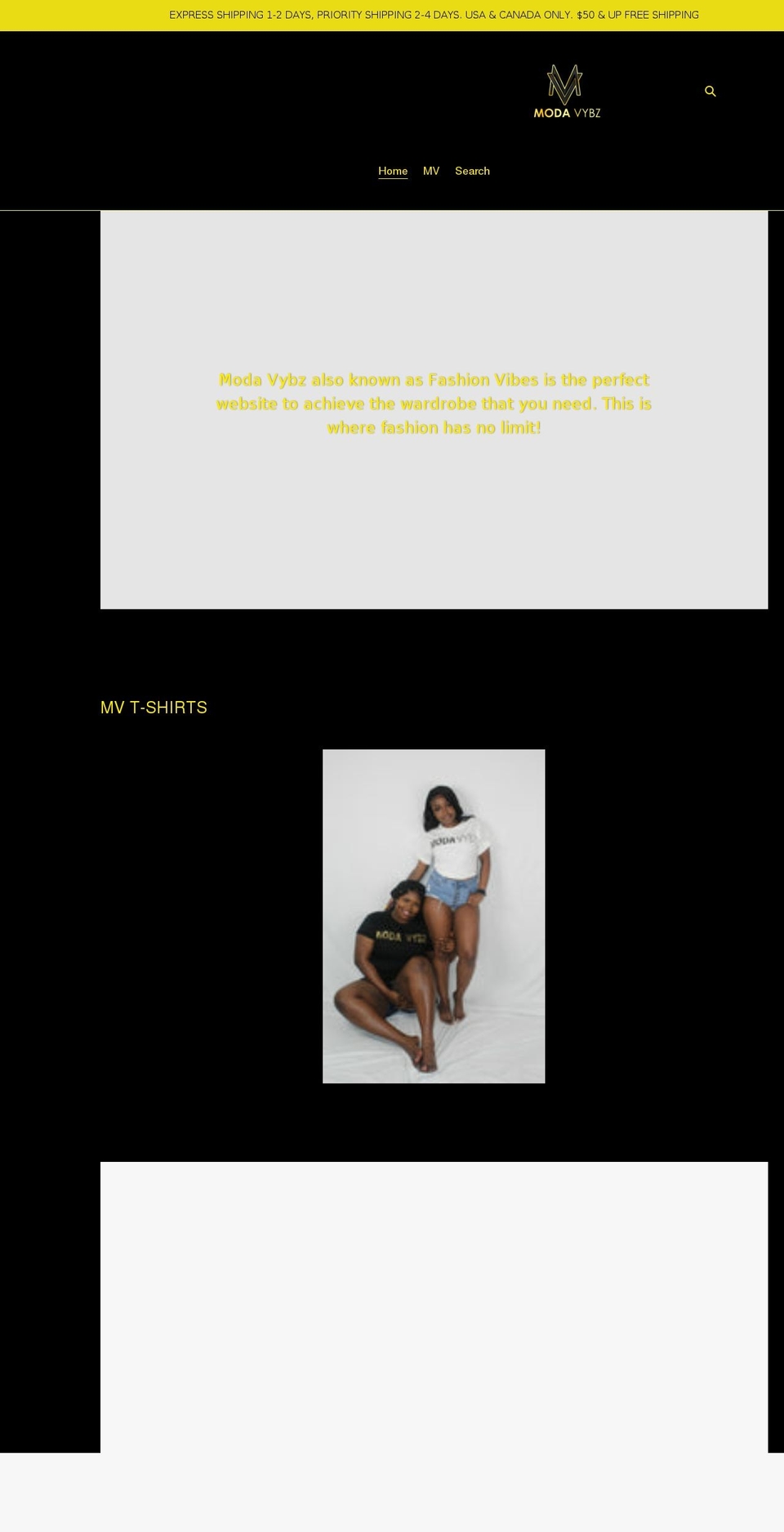 modavybz.com shopify website screenshot