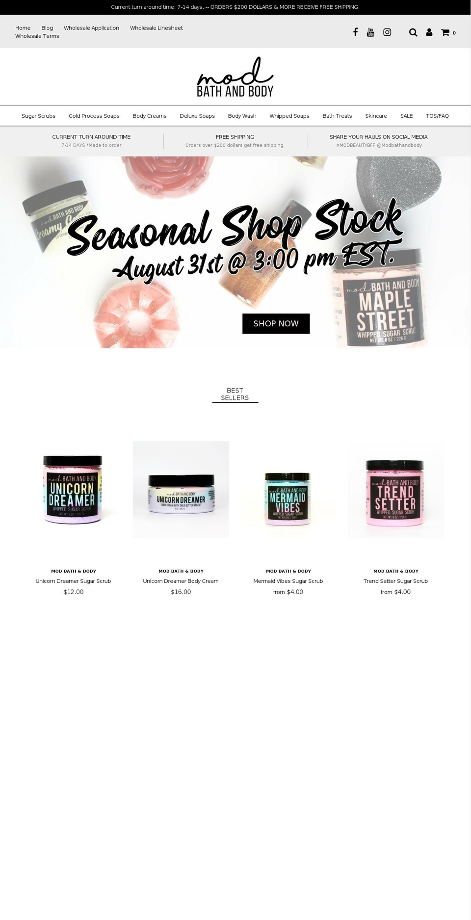 modbathandbody.com — Shopify storefront screenshot