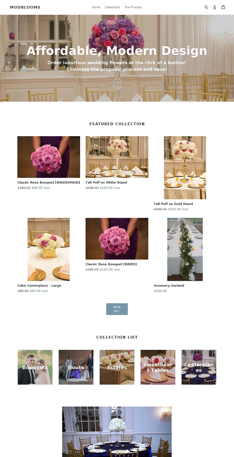 modblooms.com — Shopify storefront screenshot