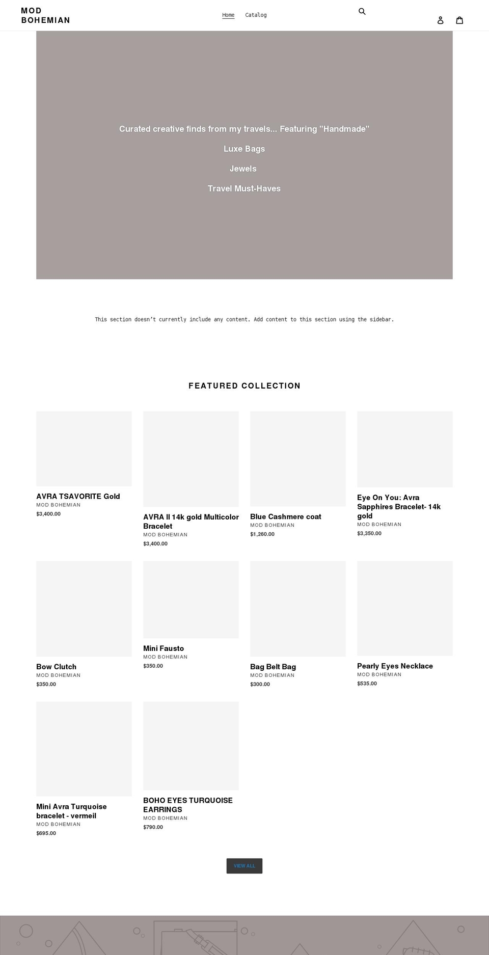 modbohemiandesigns.com shopify website screenshot