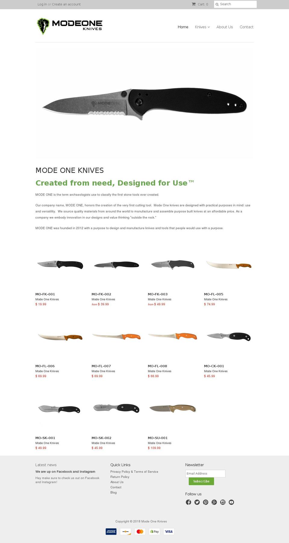 mode-one.com shopify website screenshot