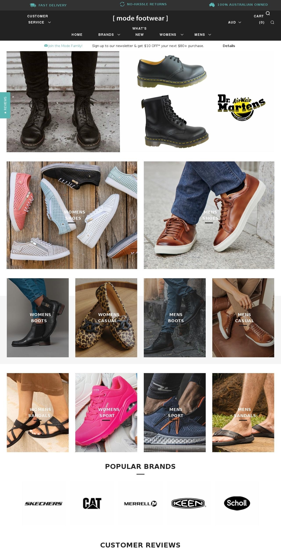 modefootwear.com.au shopify website screenshot