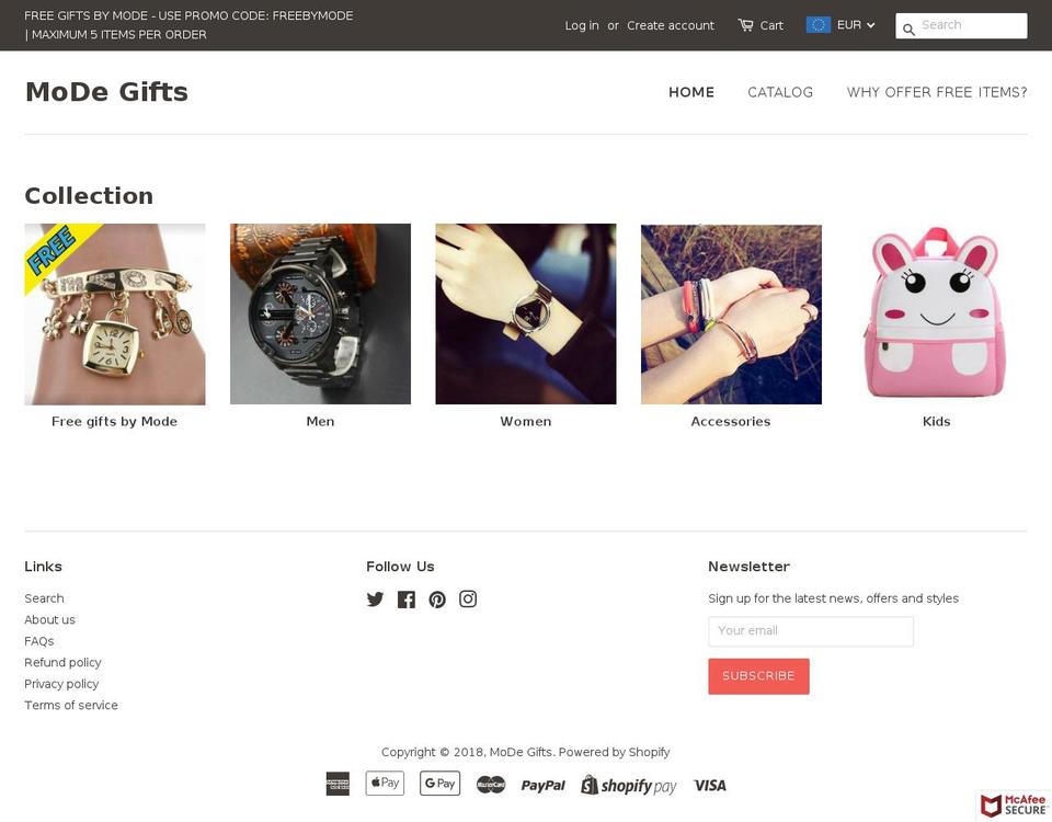 modegifts.com — Shopify storefront screenshot