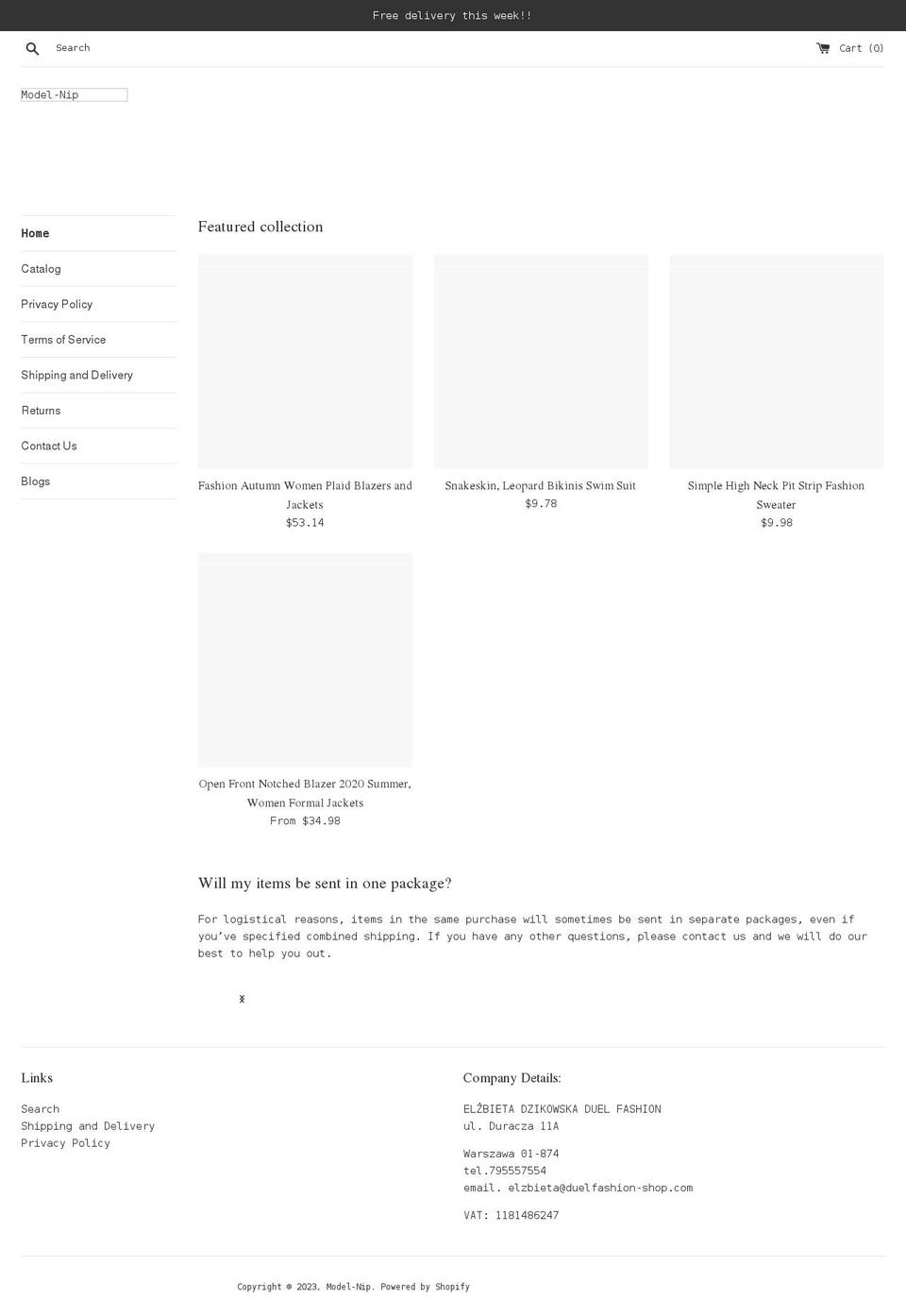 model-nip.myshopify.com shopify website screenshot