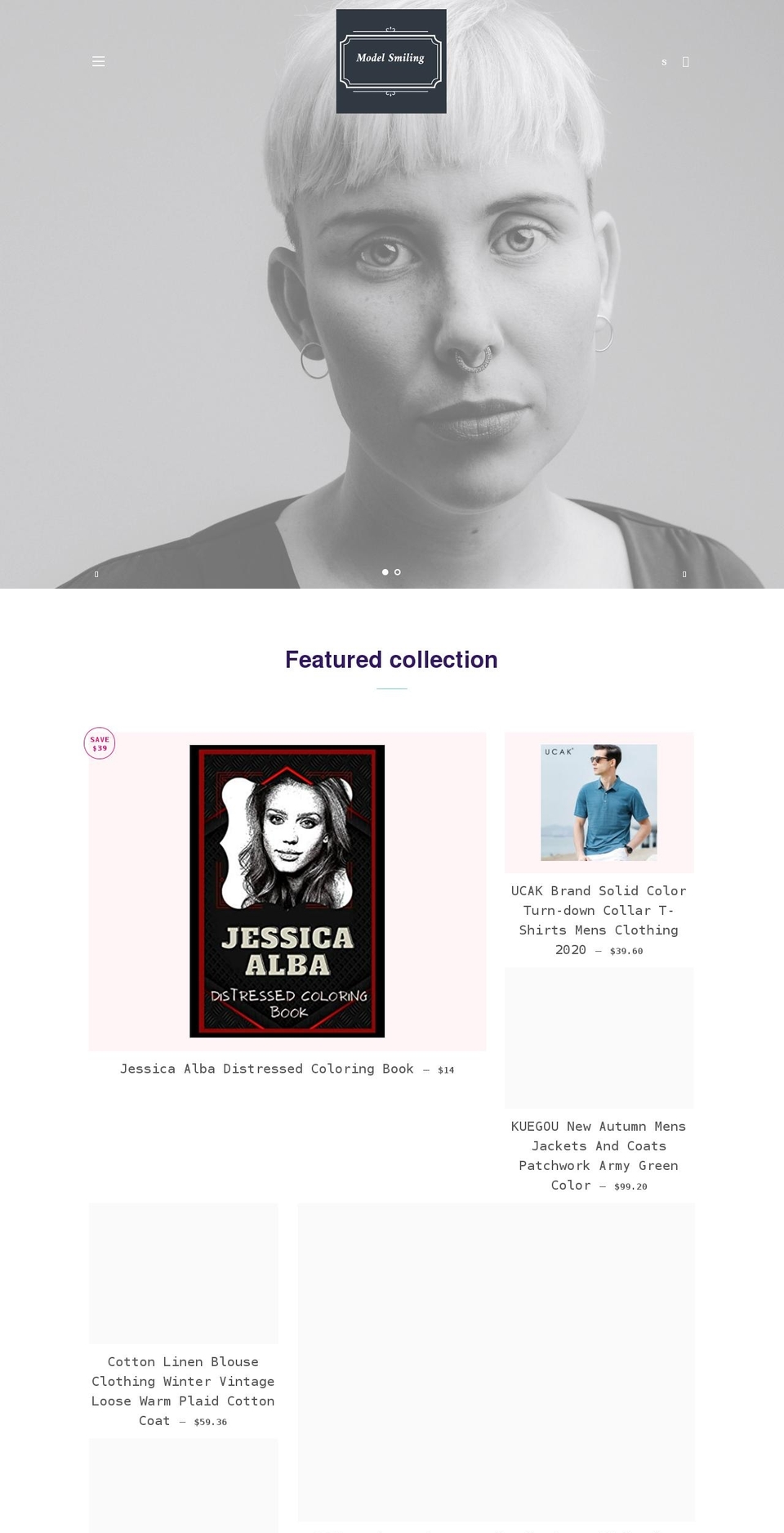 model-smiling.myshopify.com shopify website screenshot