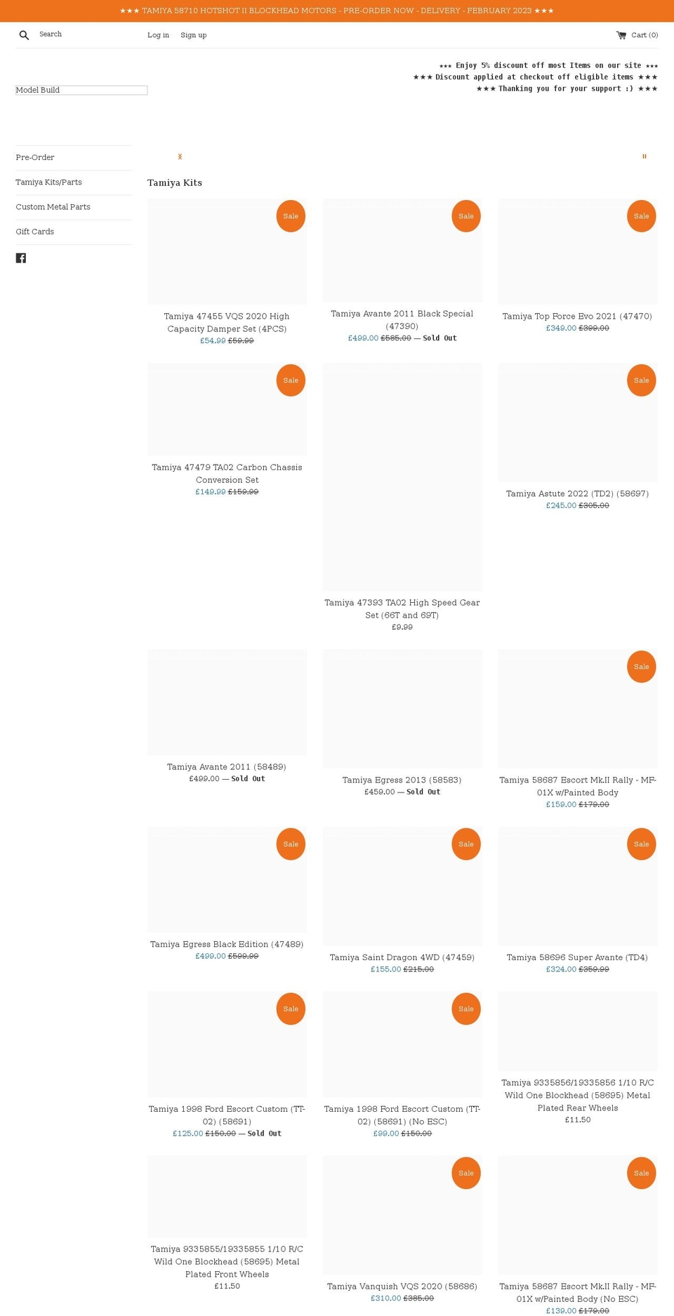 modelbuild.co.uk shopify website screenshot