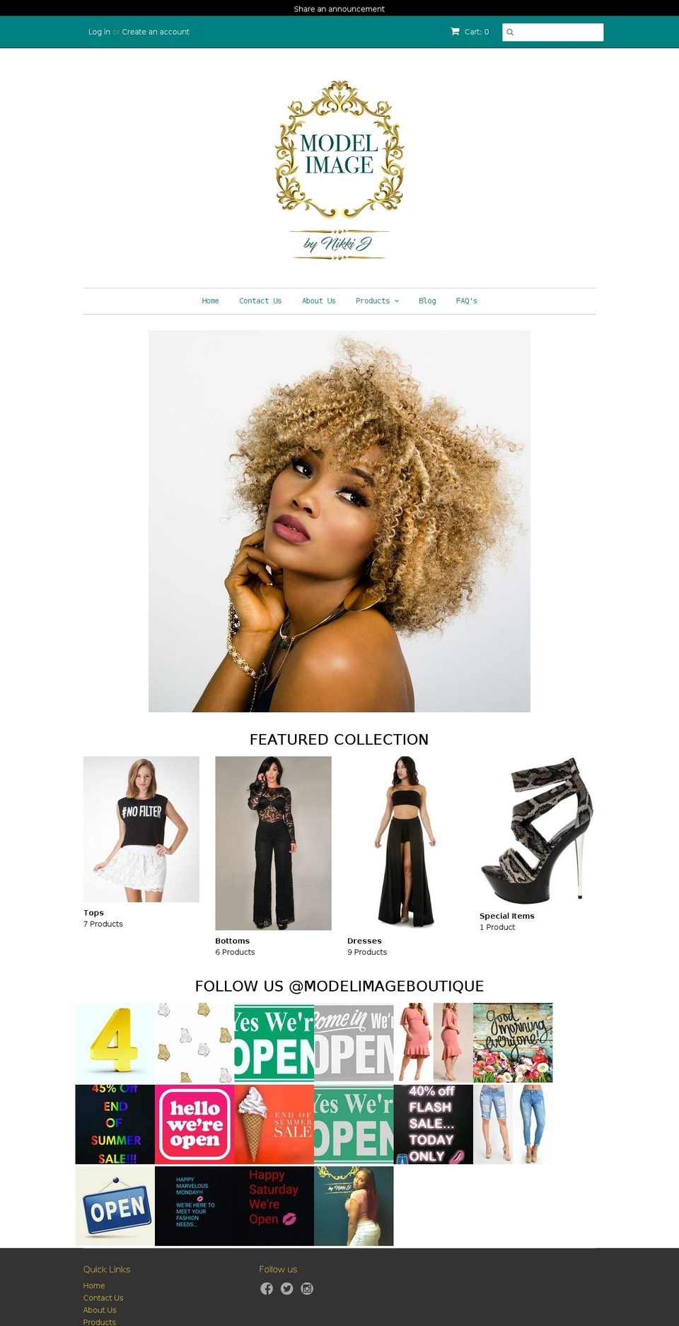 modelimageboutique.com — Shopify storefront screenshot