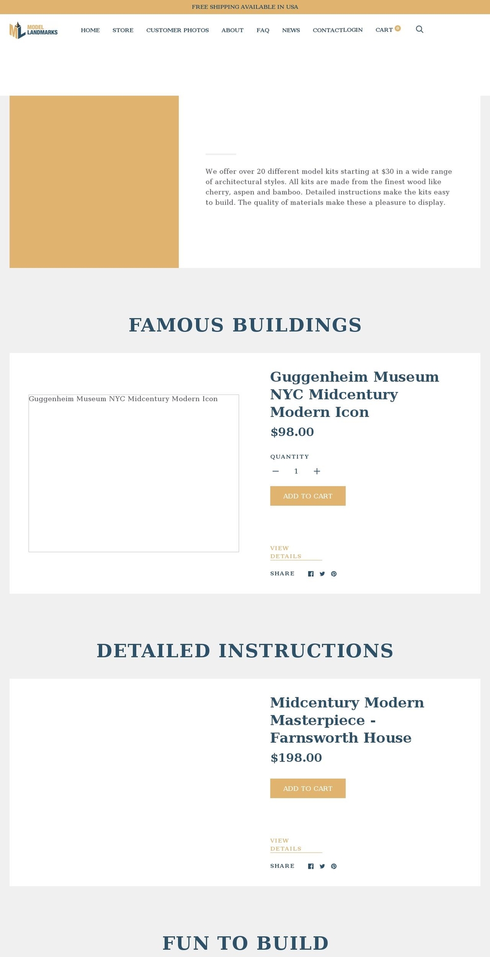 modellandmarks.com shopify website screenshot