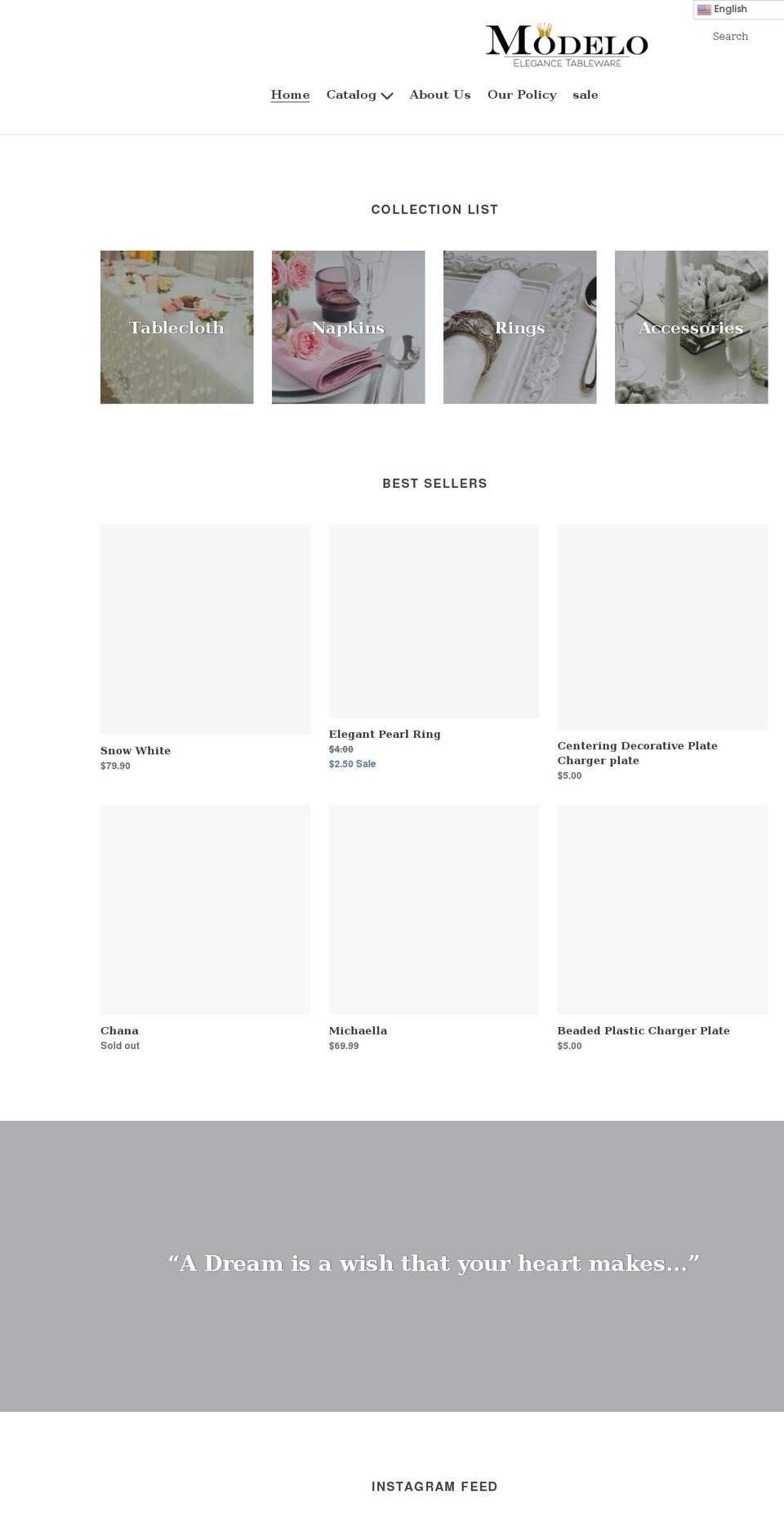 modelotableware.com shopify website screenshot
