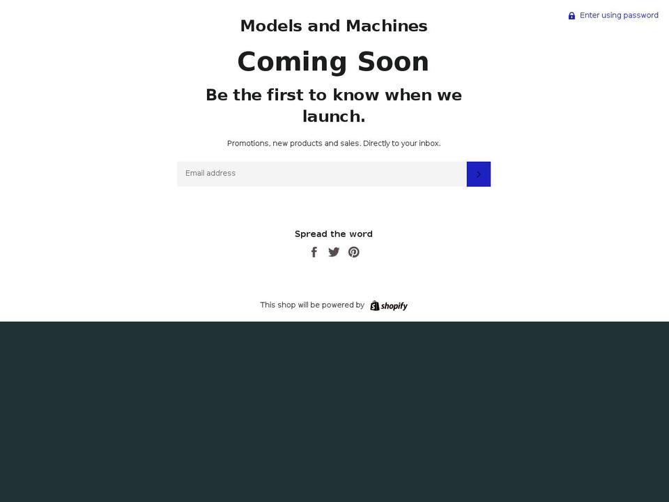 modelsandmachines.com — Shopify storefront screenshot