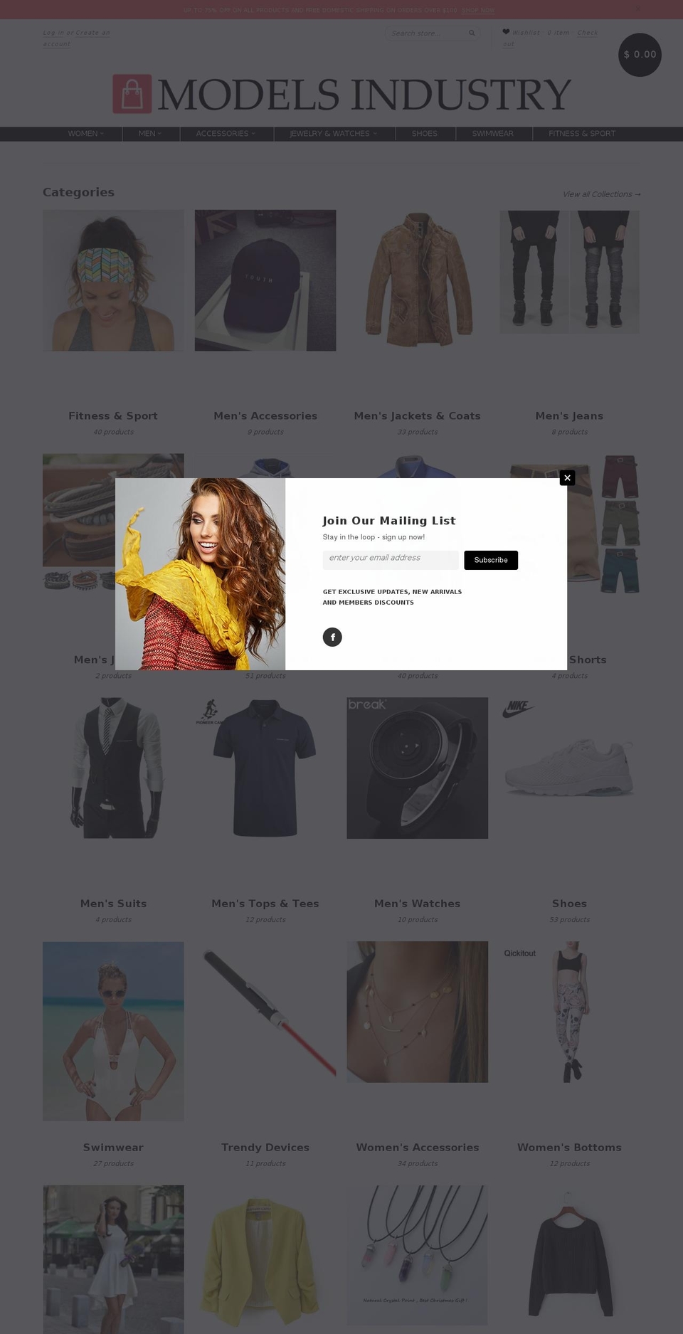 modelsindustry.com shopify website screenshot