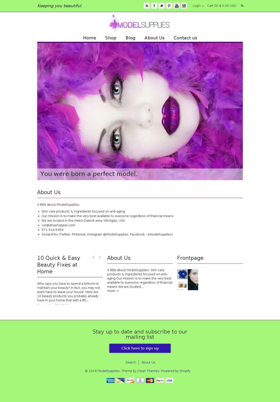 prashanta Shopify theme site example modelsuppliesllc.com