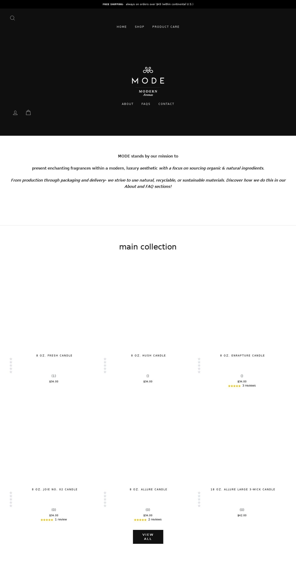 modemodernaromas.com shopify website screenshot