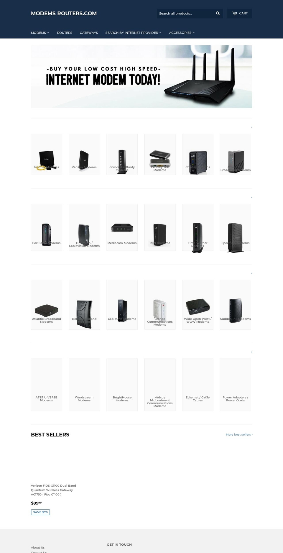 modemsrouters.com — Shopify storefront screenshot