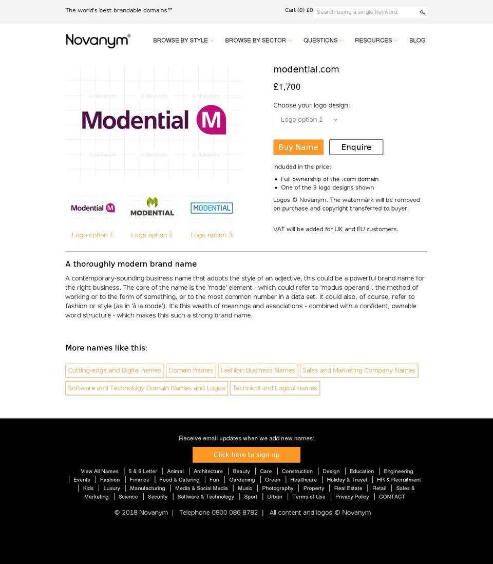 LIVE + Wishlist Email Shopify theme site example modential.com