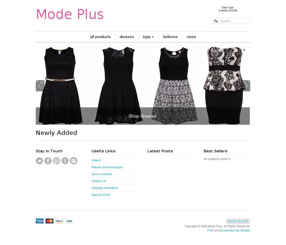 modeplusclothing.com shopify website screenshot