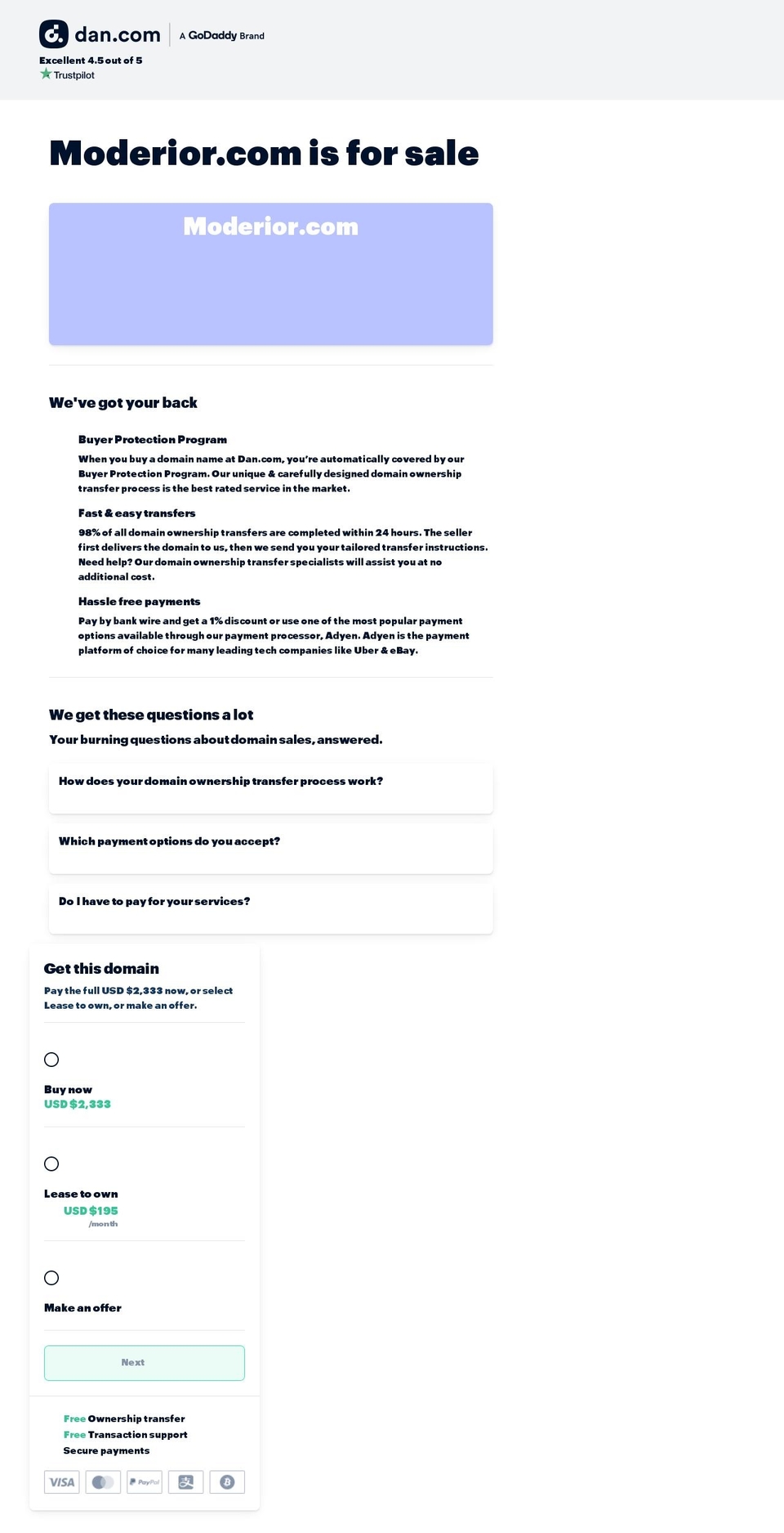 moderior.com — Shopify storefront screenshot