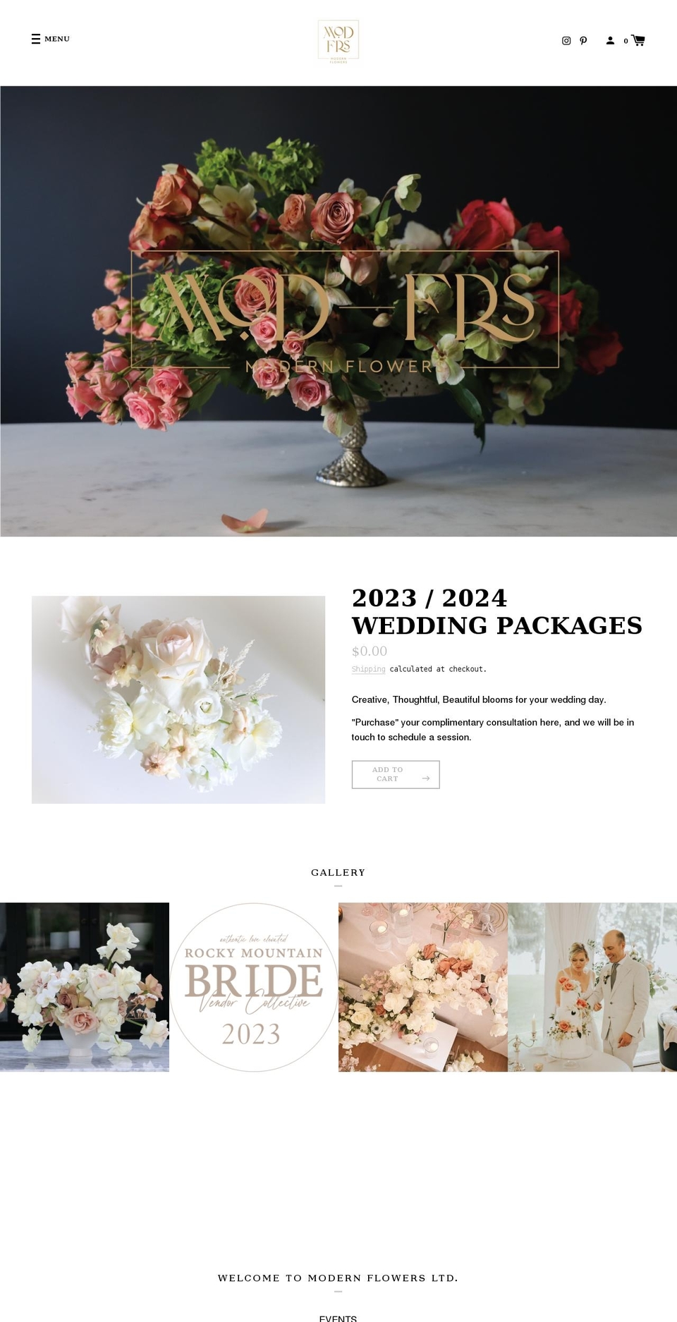 modern-flowers.com shopify website screenshot