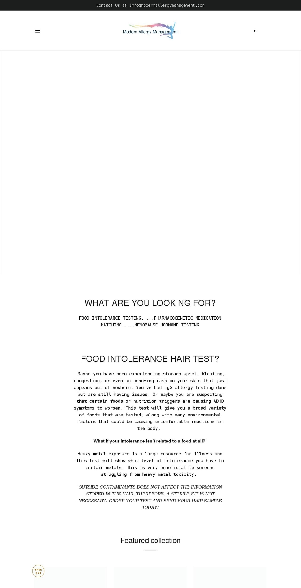 modernallergymanagement.com shopify website screenshot