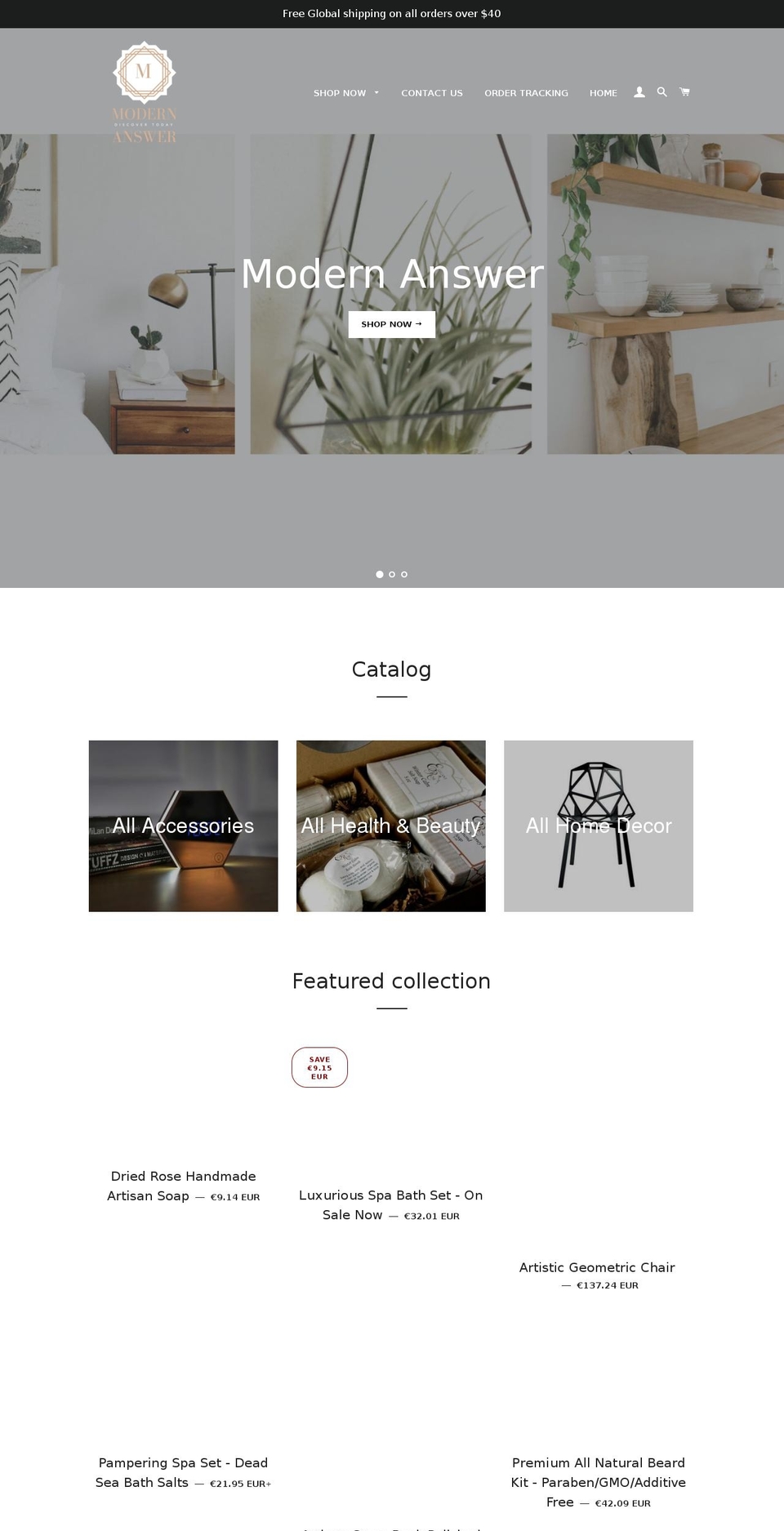 modernanswer.com — Shopify storefront screenshot