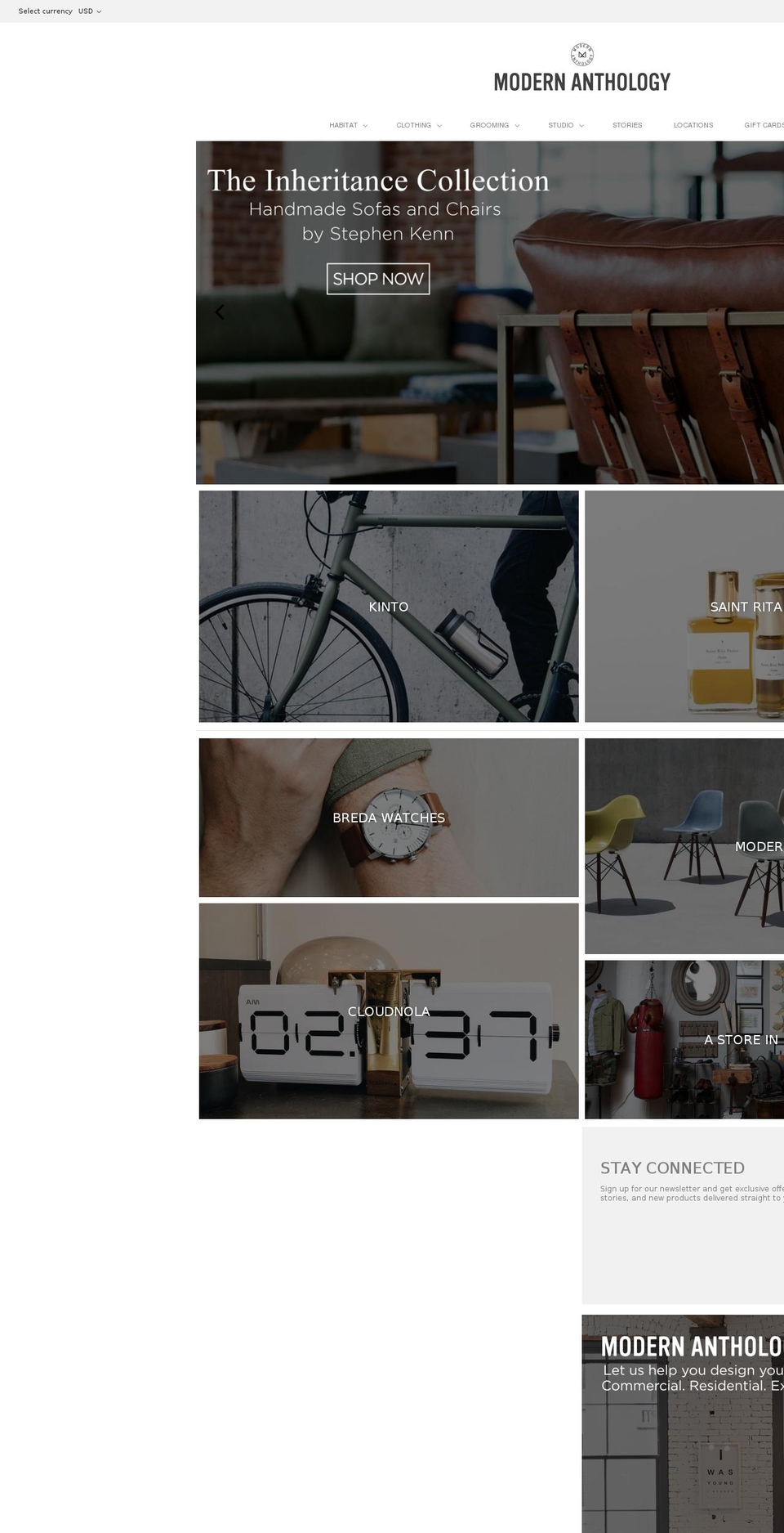 modernanthology.us shopify website screenshot