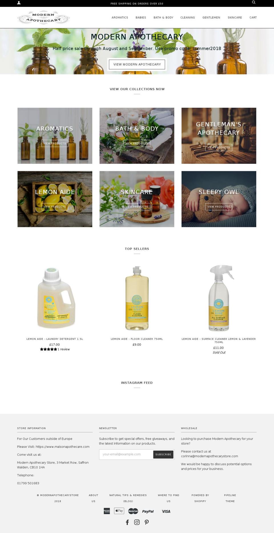 modernapothecarystore.com — Shopify storefront screenshot