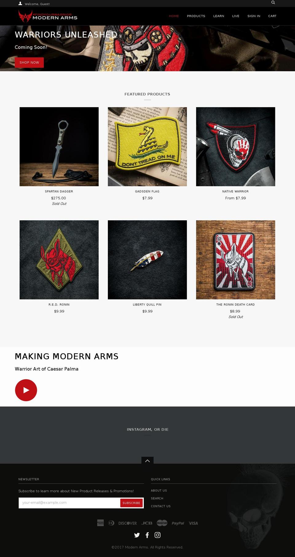 modernarms.info shopify website screenshot