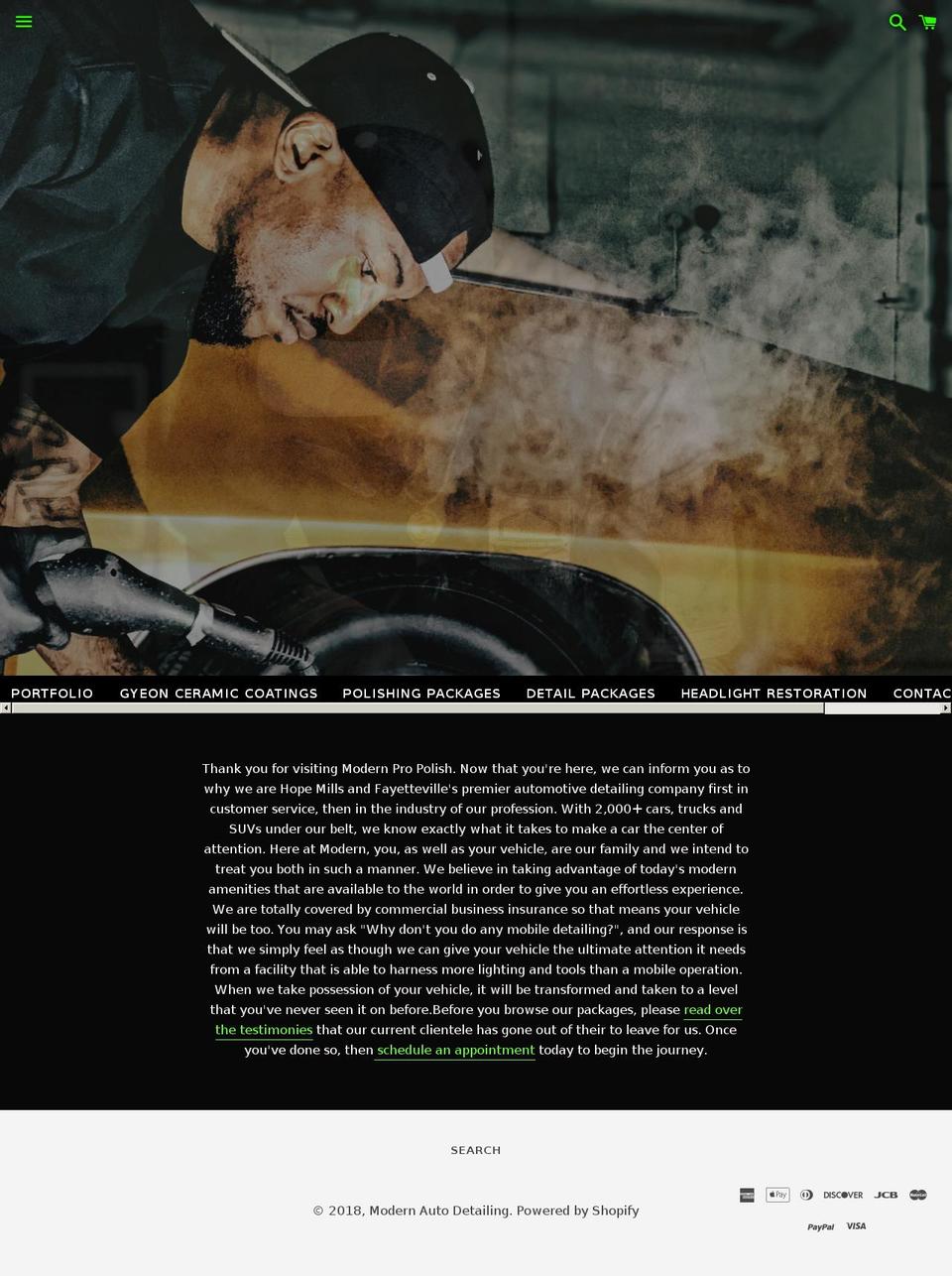 modernautodetail.com — Shopify storefront screenshot