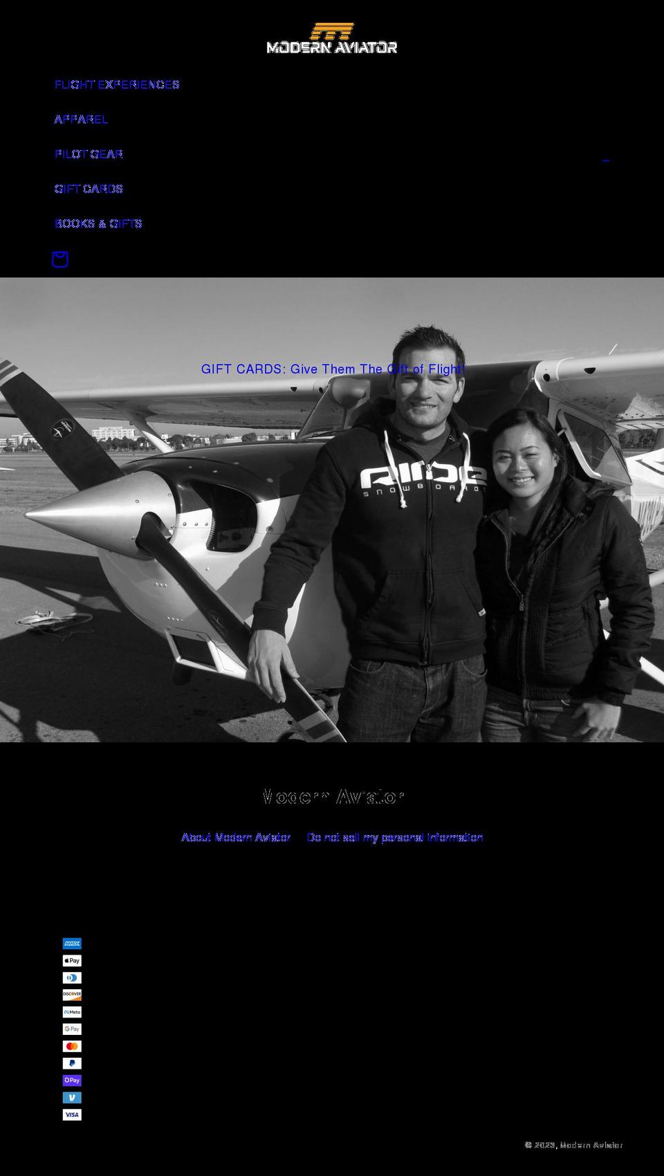 modernaviator.com shopify website screenshot